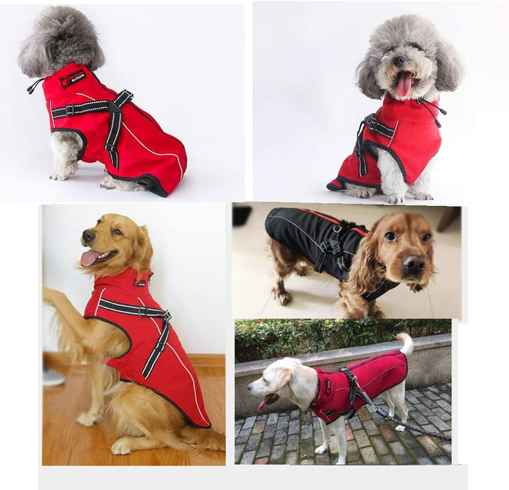 Lifeunion Dog Jacket with Harness, Reflective Strips, Waterproof Dog Vest for Medium Large Dogs, Warm Dog Sport Winter Coat with High Neckline Collar (XL, Red) Animals & Pet Supplies > Pet Supplies > Dog Supplies > Dog Apparel Lessbad   