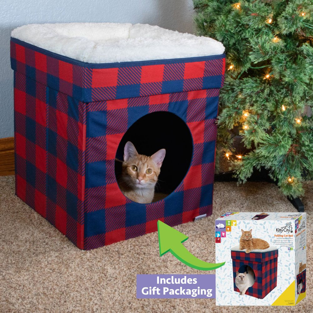 Kitty City Holiday Plaid Folding Cat Bed Animals & Pet Supplies > Pet Supplies > Cat Supplies > Cat Beds Sport Pet   