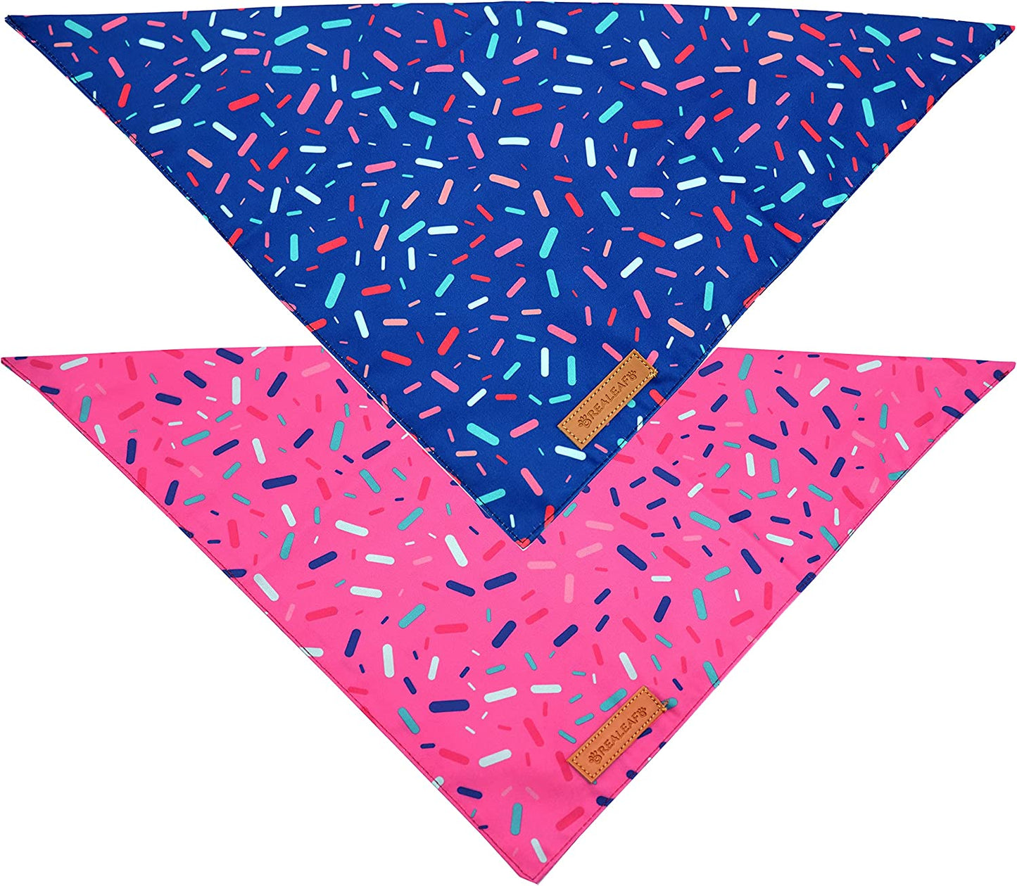 Realeaf Dog Birthday Bandanas 2 Pack, Dog Birthday Party Supplies, Blue and Pink Bandana, Triangle Reversible Pet Scarf for Boy and Girl, Premium Durable Fabric, Multiple Sizes Offered (Large) Animals & Pet Supplies > Pet Supplies > Dog Supplies > Dog Apparel Realeaf   