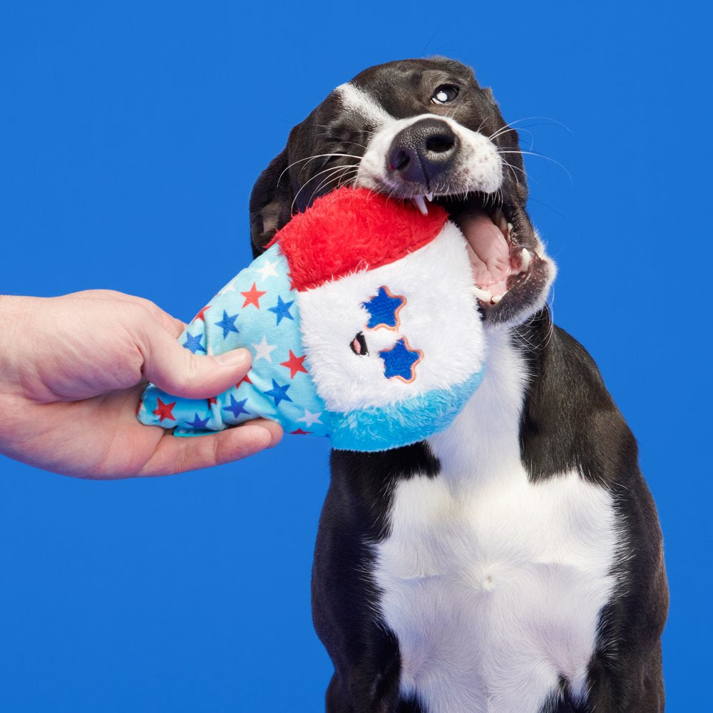 BARK Liberty Cone - Yankee Doodle Dog Toy, Packed with Fluff & Super Soft Fuzz, XS-M Dogs Animals & Pet Supplies > Pet Supplies > Dog Supplies > Dog Toys BARK   