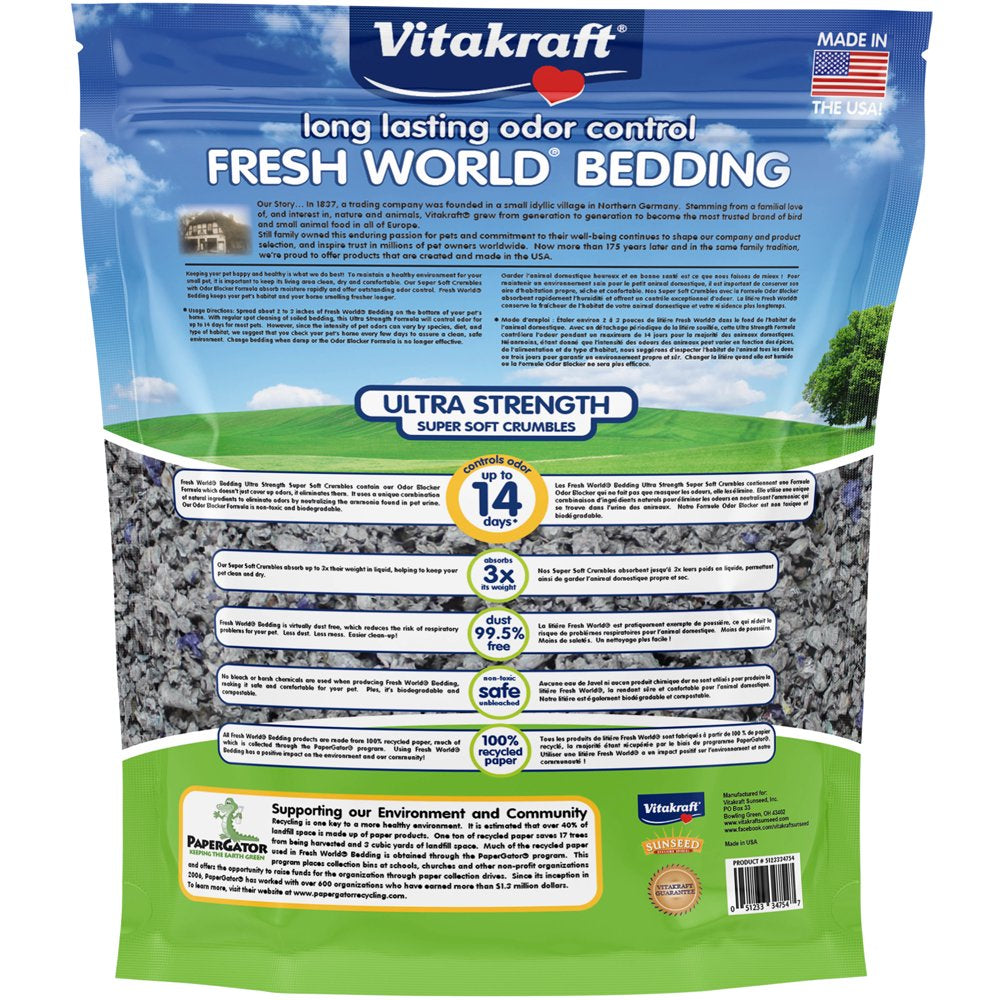 Vitakraft Fresh World® Bedding for Small Animals, Ultra Strength, 2130 Cu. In. Animals & Pet Supplies > Pet Supplies > Small Animal Supplies > Small Animal Bedding Vitakraft Sun Seed   