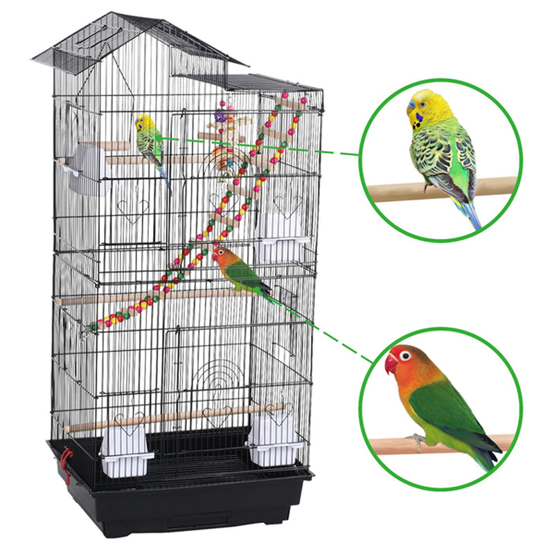 Smilemart 39" Metal Bird Cage with Perches and Toys, Black Animals & Pet Supplies > Pet Supplies > Bird Supplies > Bird Cages & Stands SmileMart   