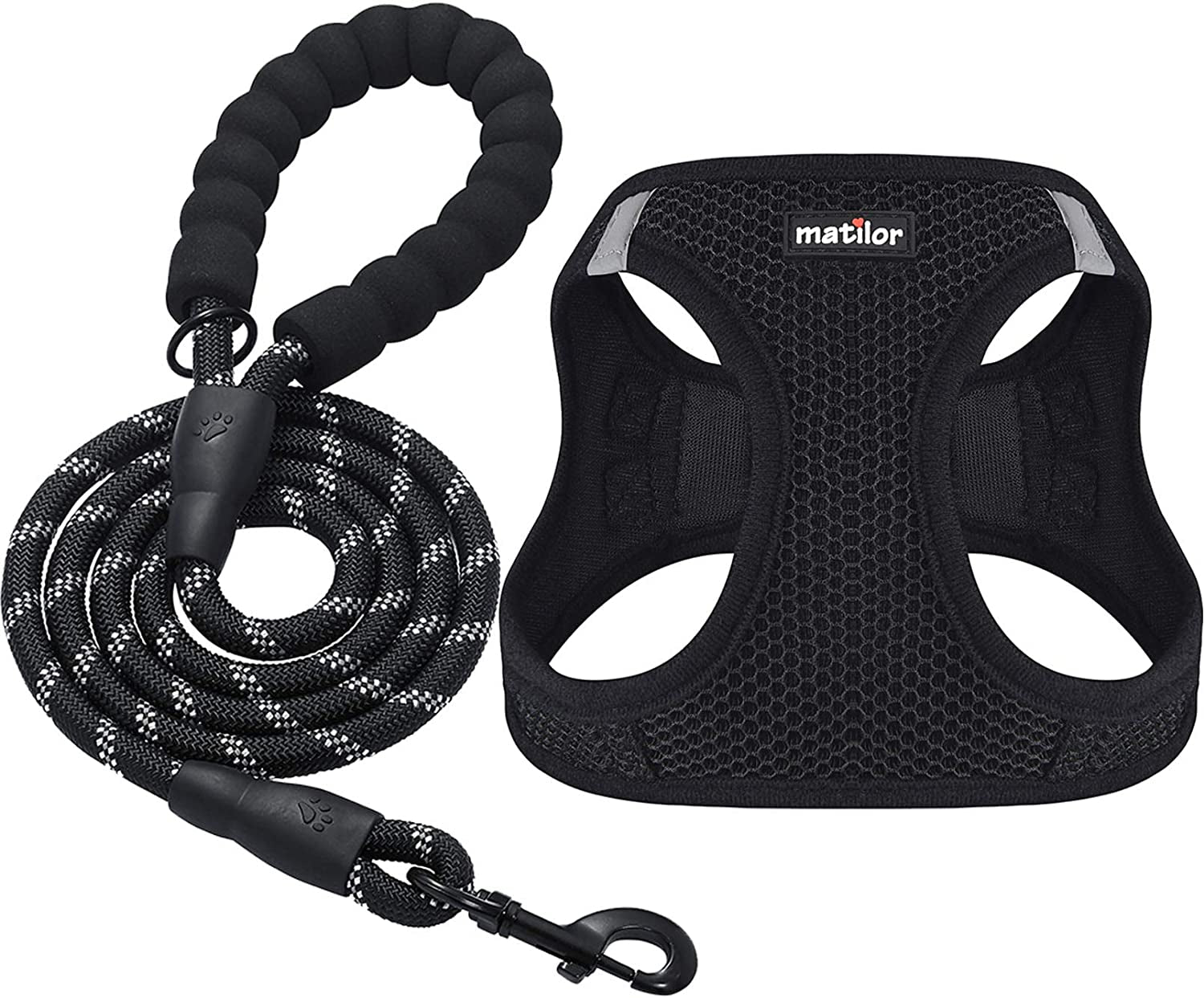 Matilor Dog Harness Step-In Breathable Puppy Cat Dog Vest Harnesses for Small Medium Dogs Animals & Pet Supplies > Pet Supplies > Dog Supplies > Dog Apparel matilor Black S (Chest 11.5''-14'', Weight 7-11 lb) 