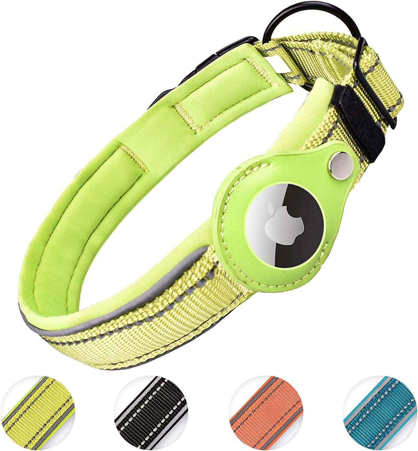 IVIENX Airtag Dog Collar, [Black - Size S] Reflective Apple Airtag Dog Collar, Thick Air Tag Dog Collar, Integrated Airtag Dog Collar Holder for Small Medium Large Dogs Electronics > GPS Accessories > GPS Cases ivienx Green XL (Neck 19-22") 