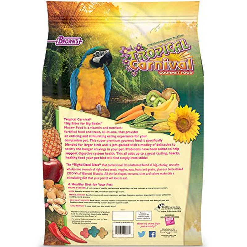 F.M. Brown'S Tropical Carnival Gourmet Macaw Food Big Bites for Big Beaks, 14-Lb Bag - Vitamin-Nutrient Fortified Daily Diet with Probiotics for Digestive Health Animals & Pet Supplies > Pet Supplies > Small Animal Supplies > Small Animal Food N/A   