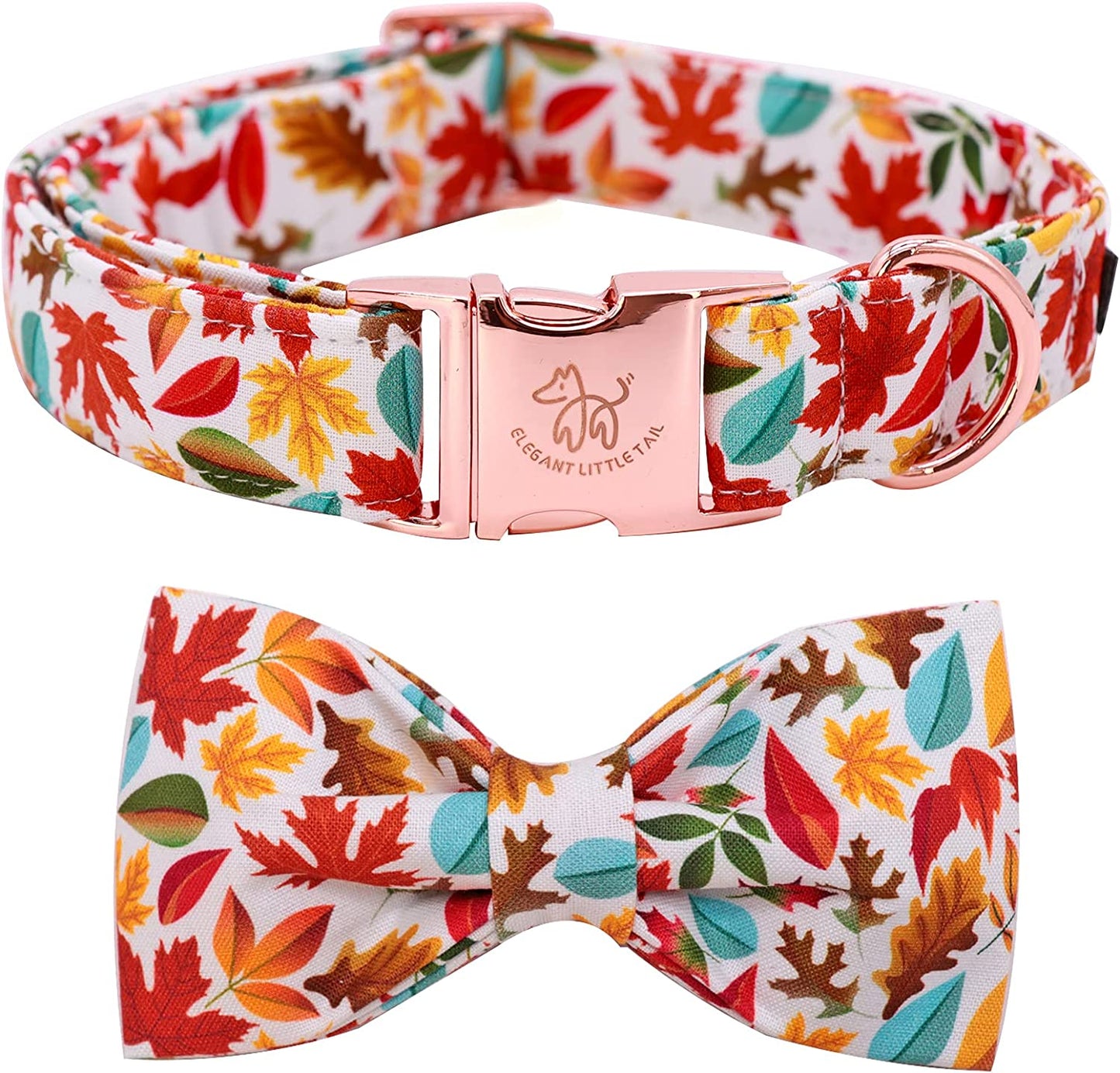 Elegant Little Tail Sunflower Print Dog Collar, Girl Dog Collar with Bow Adjustable Soft Bow Tie Dog Collars for Medium Dogs Animals & Pet Supplies > Pet Supplies > Dog Supplies > Dog Apparel Elegant little tail A: Maple leaf X-Small (Pack of 1) 