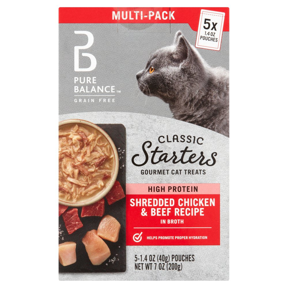 Pure Balance Classic Starters Gourmet Cat Treats, Shredded Chicken & Beef in Broth, 1.4 Oz, 5 Pack Animals & Pet Supplies > Pet Supplies > Cat Supplies > Cat Treats Wal-Mart Stores, Inc.   