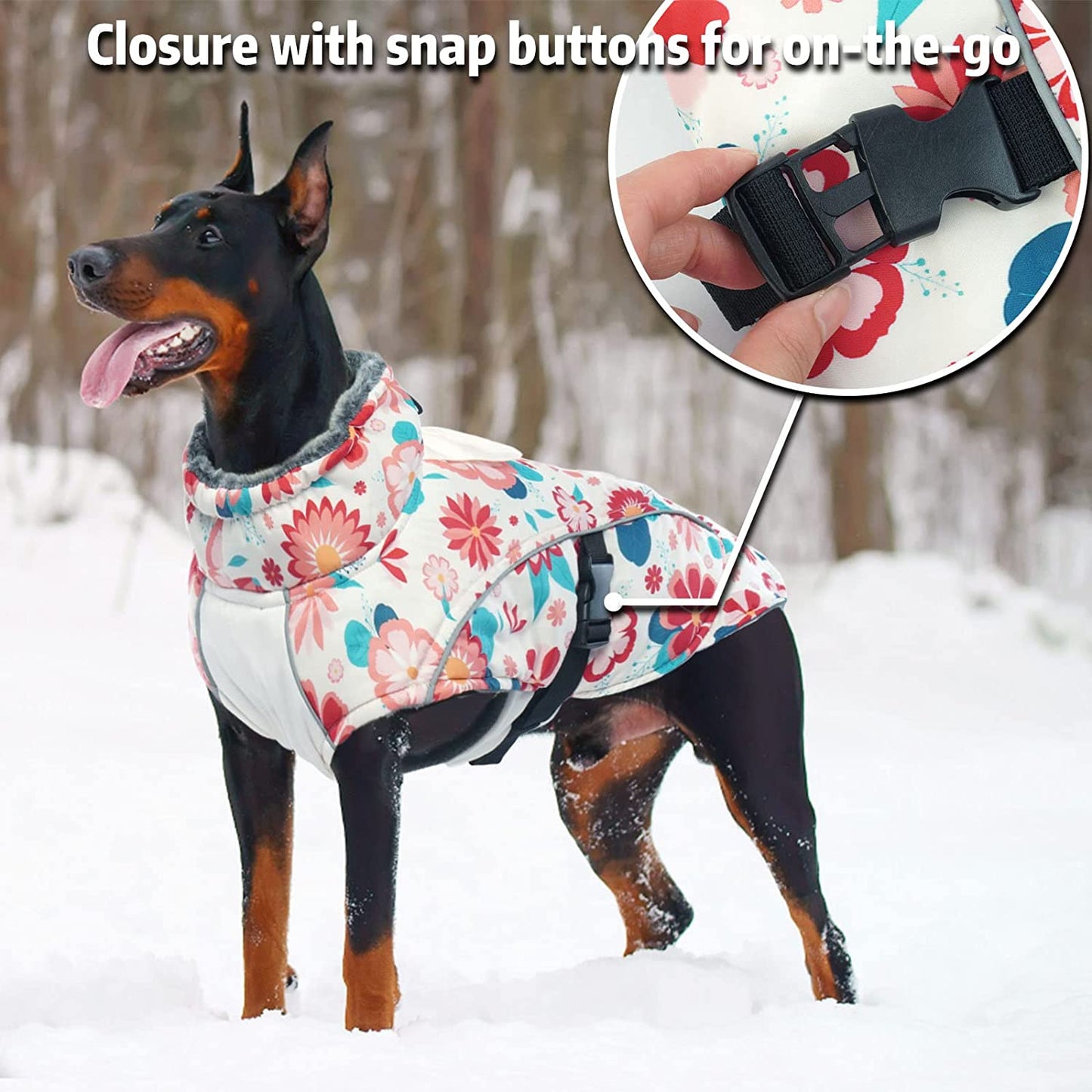 FUAMEY Dog Cold Weather Jacket,Dog Winter Coat with Fur Collar Pet Windproof Warm Vest Doggie Reflective Apparel Small Medium Large Paded Dog Clothes with Leash Hole Thick Dog Fleece Outdoor Coats Animals & Pet Supplies > Pet Supplies > Dog Supplies > Dog Apparel FUAMEY   