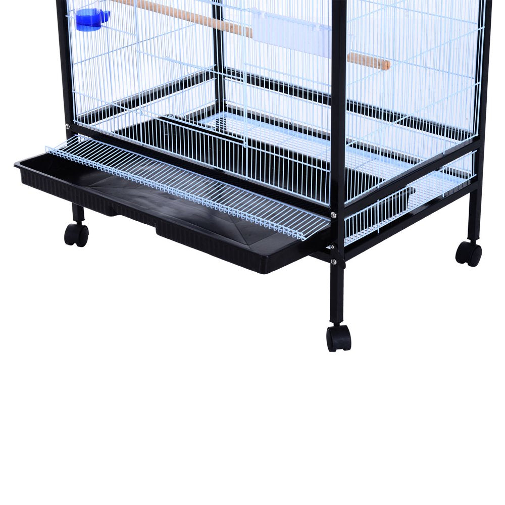 Pawhut 54" Extra Large Portable Rolling Iron Aviary Flight Bird Cage and Accessories Animals & Pet Supplies > Pet Supplies > Bird Supplies > Bird Cage Accessories Aosom LLC   