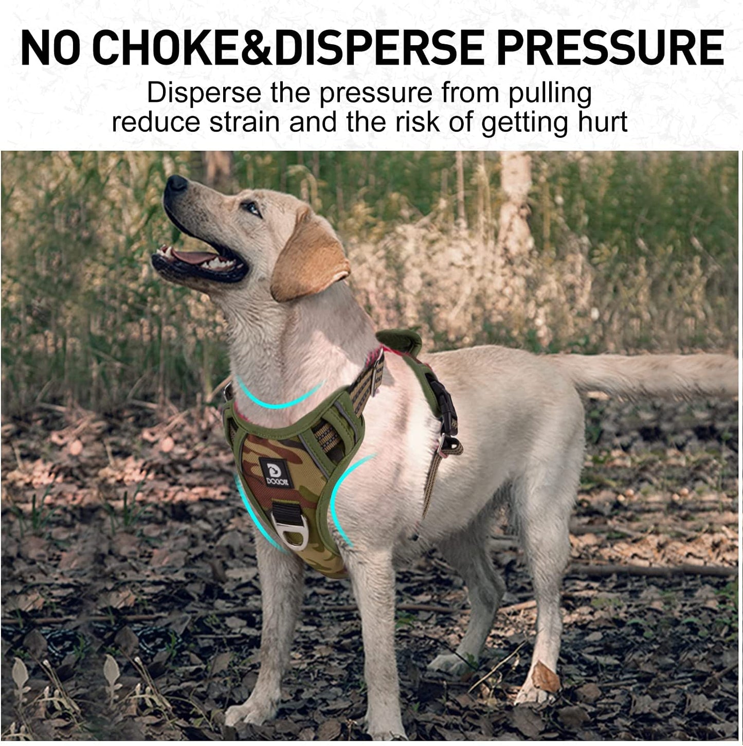 Dog Harness for Large Dogs No Pull with Handle 2 Metal Leash Clips, Adjustable Reflective Puppy Harness, Breathable Camo Oxford Padded Vest Easy Control Front Clip for Medium Large Dogs Animals & Pet Supplies > Pet Supplies > Dog Supplies > Dog Apparel Dociote   