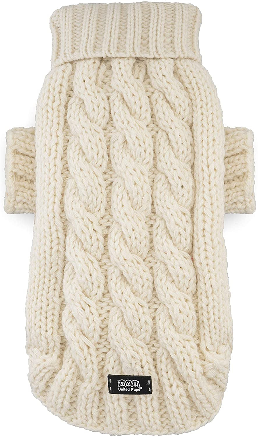 United Pups Soft Warm Knitted Winter Doggie Sweater with Scarf for Small Medium Puppy Dogs (Modern Pups Ivory, Extra Large) Animals & Pet Supplies > Pet Supplies > Dog Supplies > Dog Apparel United Pups   