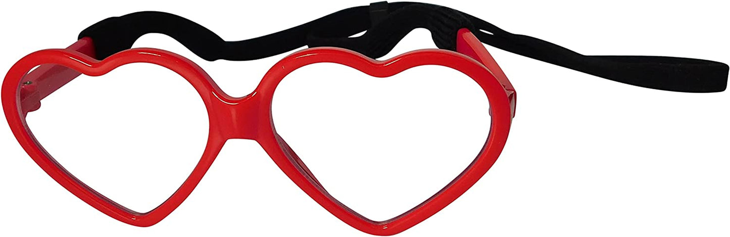 G003 Dog Pet round Costume Prop Glasses Sunglasses Medium Breeds 18-40Lbs (Round Black-Clear Lens) Animals & Pet Supplies > Pet Supplies > Dog Supplies > Dog Apparel Style Vault Heart Red-clear lens  