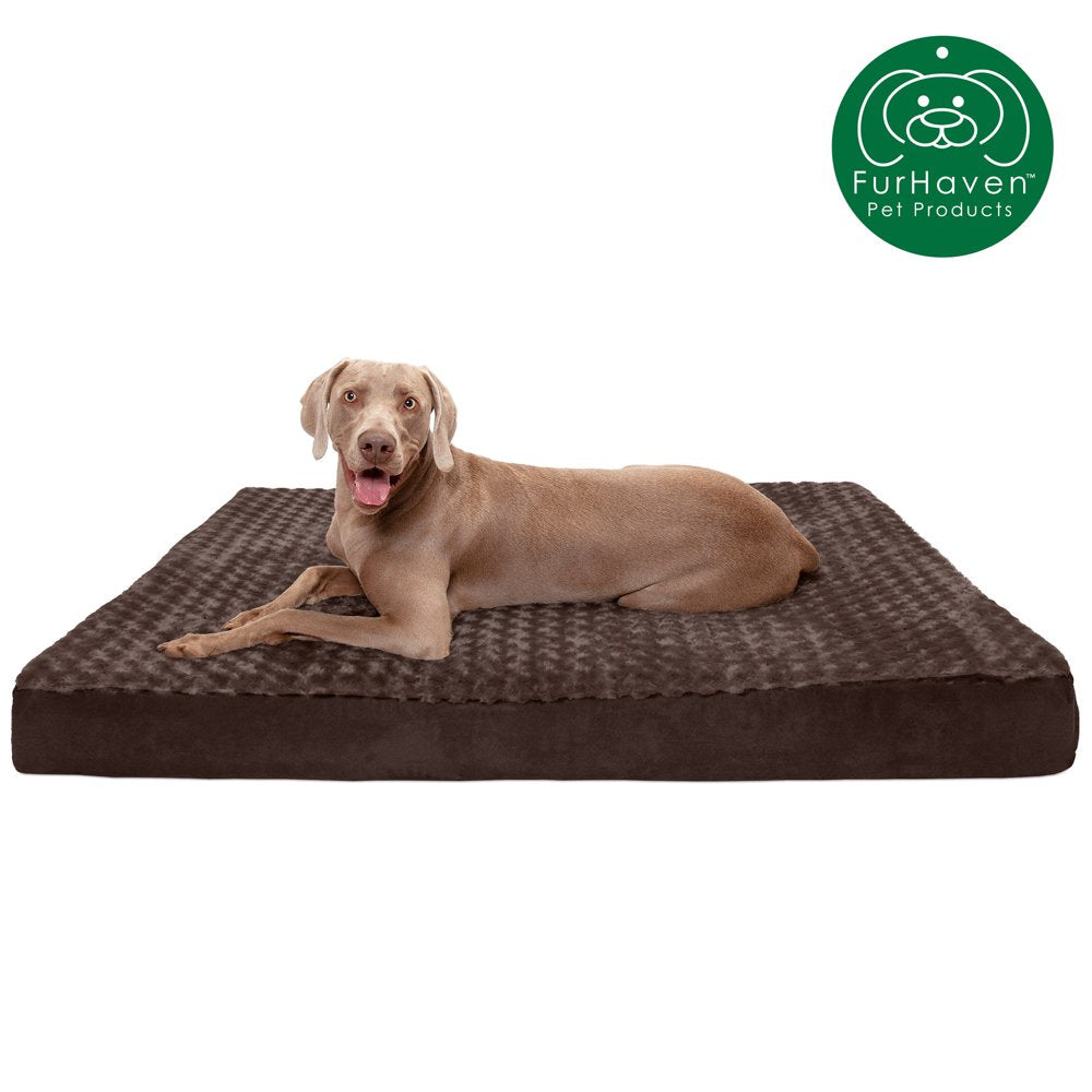 Furhaven Pet Products | Deluxe Memory Foam Ultra Plush Mattress Pet Bed for Dogs & Cats, Chocolate, Jumbo Animals & Pet Supplies > Pet Supplies > Cat Supplies > Cat Beds FurHaven Pet Cooling Gel Foam Jumbo Plus Chocolate