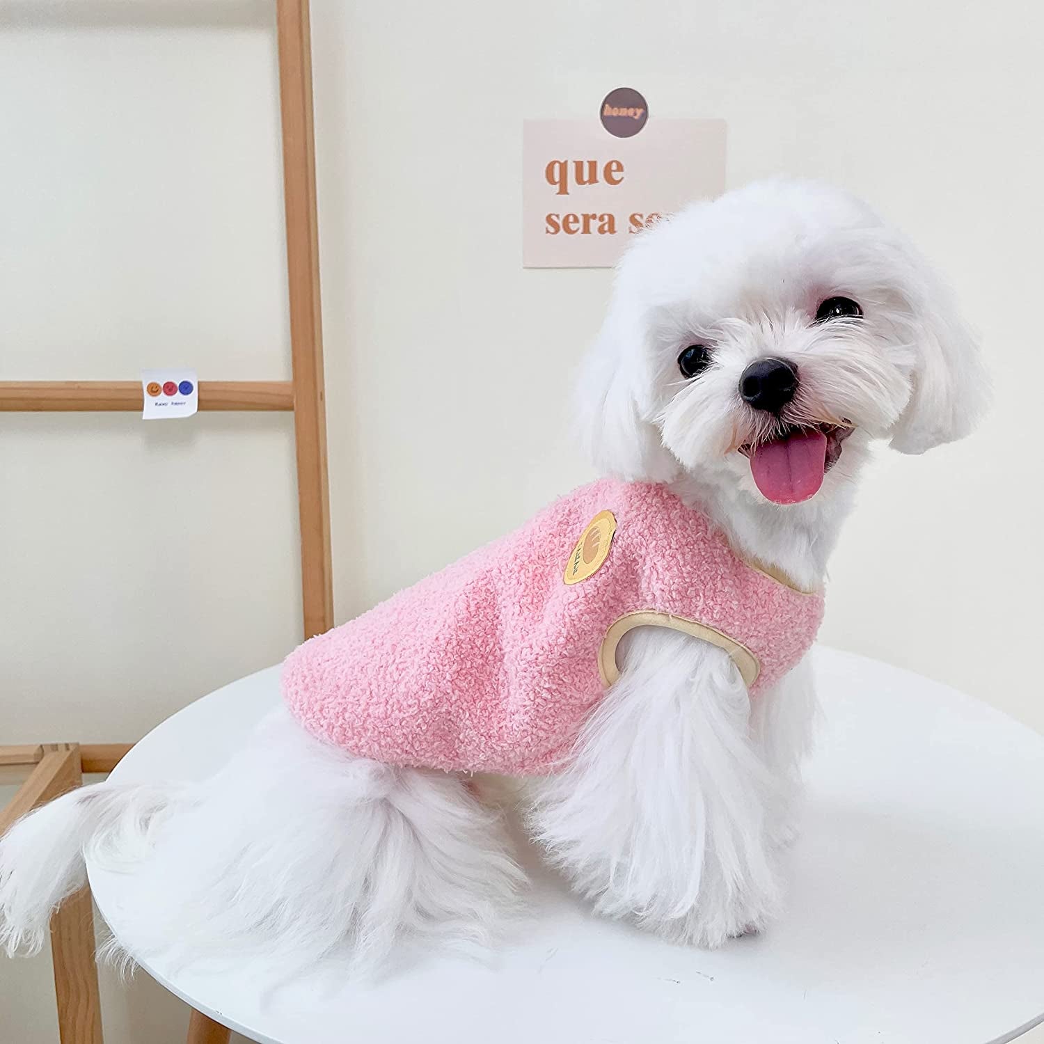 Loyanyy Fleece Lined Dog Vest for Winter Warm Soft Sweater for Small Medium Dog Cat Cute Puppy Kitten Clothes a Pink Small