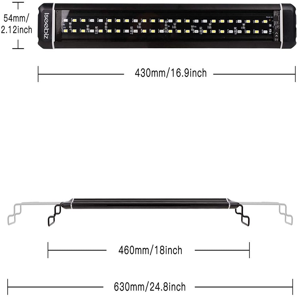 Iseebiz 48 LED Aquarium Light for 18-25Inch Freshwater Saltwater Full Spectrum Fish Tank Lights with Timer Controller Animals & Pet Supplies > Pet Supplies > Fish Supplies > Aquarium Lighting JY-SZ-IPL-50-US   