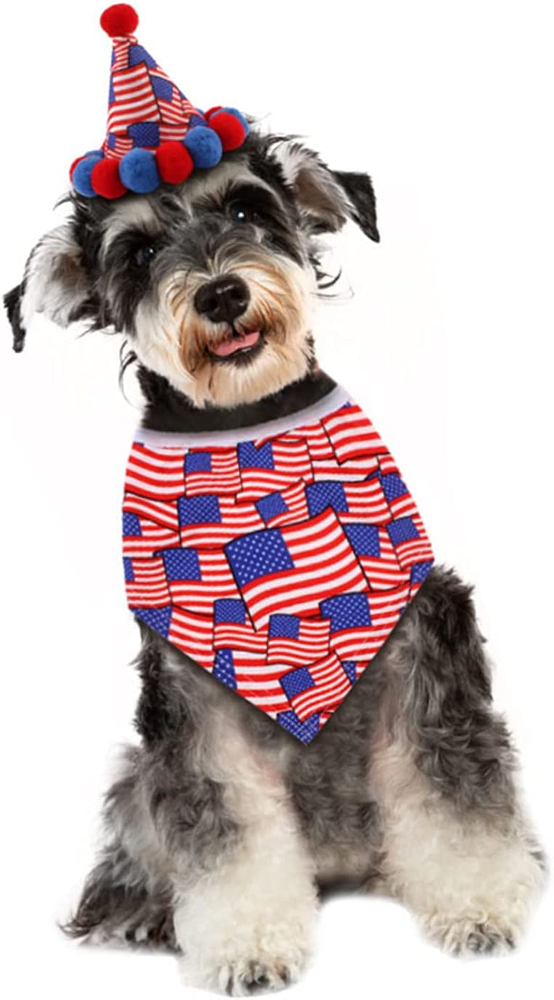 GLSTOY 2Pcs Hat Themed of Towel Birthday Bandana Th Flag Scarf Day Dog Cone Saliva Triangular Independence Festival Favors Party July Pattern American Bib Patriotic Costume Pet Animals & Pet Supplies > Pet Supplies > Dog Supplies > Dog Apparel GLSTOY   