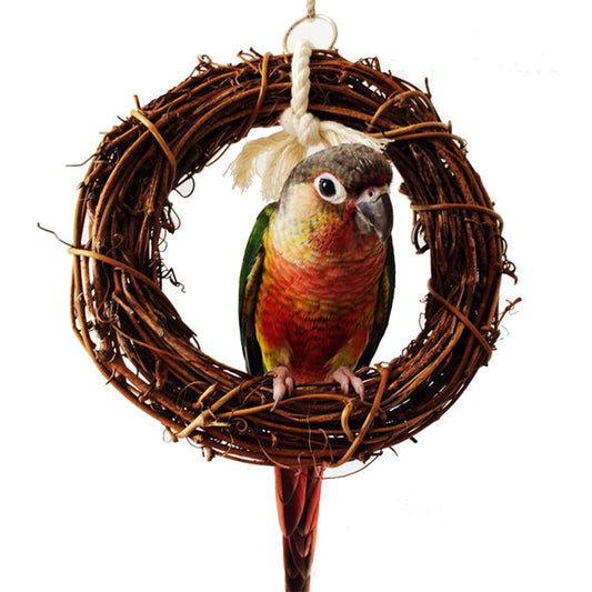 Meidiya 2Pcs Bird round Rattan Swings,Natural Vine Bird Perch Chewing Toy Bird Cage Accessories for Parrots Budgie Parakeet Cockatiel Cockatoo Animals & Pet Supplies > Pet Supplies > Bird Supplies > Bird Cage Accessories Meidiya   