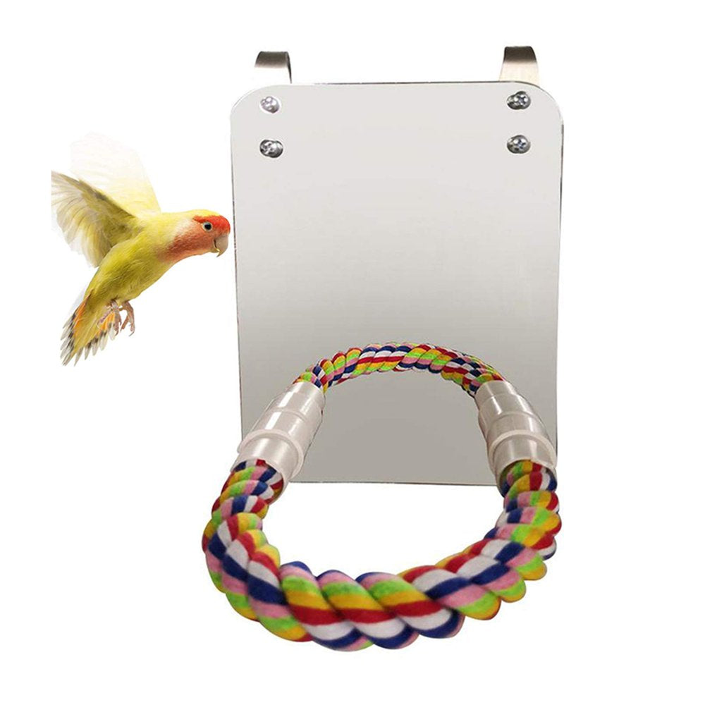 Luonfels Bird Mirror with Rope Perches Birds Mirrors with a Stand for Cage Animals & Pet Supplies > Pet Supplies > Bird Supplies > Bird Cages & Stands Luonfels   