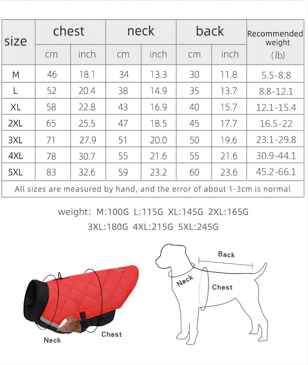 Dog Winter Jacket Vest, Dog Winter Warm Reflective Jacket with D-Ring,Waterproof Windproof Winter Dog Jacket, Cold Weather Coat for Medium Large Dogs(Red 3XL) Animals & Pet Supplies > Pet Supplies > Dog Supplies > Dog Apparel Garden Miller   