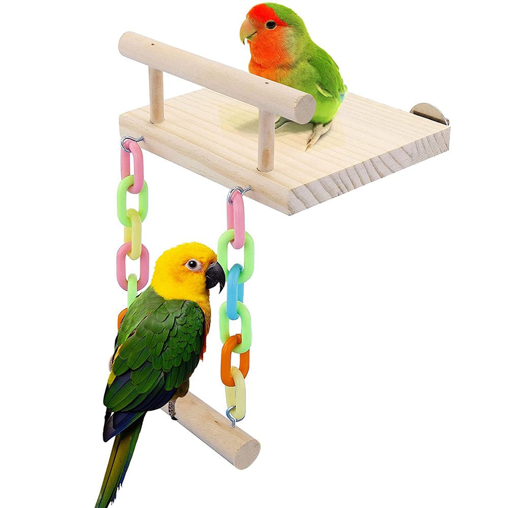 Bird Perch Stand Toy, Parrot Bird Cage Platform & Swing Gym Accessories for Parakeets Cockatiels, Conures, Macaws, Finches Animals & Pet Supplies > Pet Supplies > Bird Supplies > Bird Cage Accessories Balleen.e   