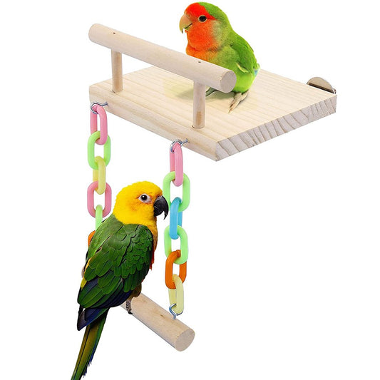 Bird Ladder Swing Toy, Parrot Bird Cage Platform & Swing Gym Accessories for Parakeets Cockatiels, Conures, Macaws, Finches Animals & Pet Supplies > Pet Supplies > Bird Supplies > Bird Gyms & Playstands tengfan   