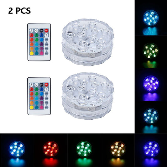 LED Submersible Lights 16 Colors Changing Underwater Lights, Battery Powered Pond Lights with IR Remote Controller, Waterproof Light for Fountain, Fish Tank, Aquarium (2 PCS) Animals & Pet Supplies > Pet Supplies > Fish Supplies > Aquarium Lighting HUA TRADE 2 Pack  