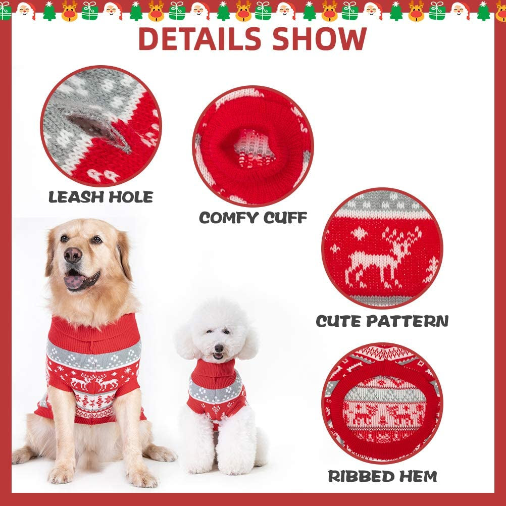 Christmas Snowflake Turtleneck Dog Sweater - Cute Pullover Pet Knitwear Cold Weather Clothes Outfit for Cats & Dogs Animals & Pet Supplies > Pet Supplies > Dog Supplies > Dog Apparel BINGPET   