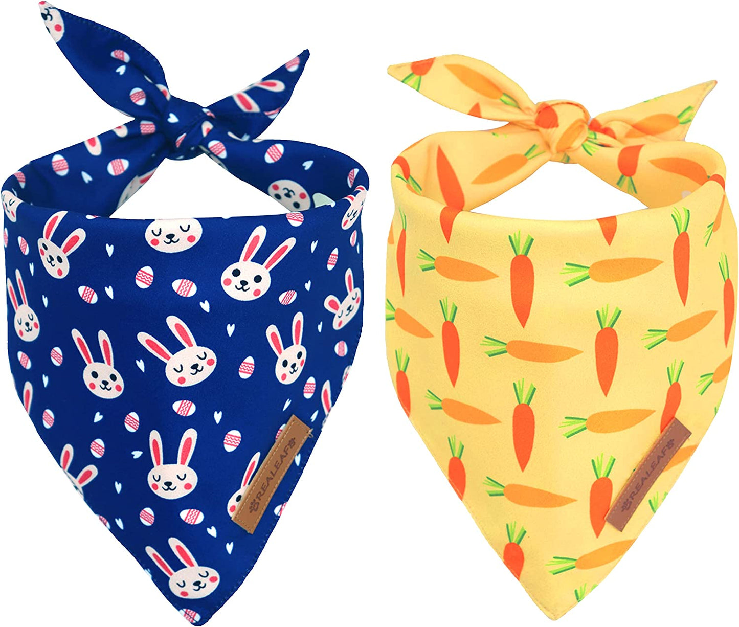 Realeaf St. Patrick'S Day Dog Bandanas 2 Pack, Triangle Reversible Pet Scarf for Boy and Girl, Premium Durable Fabric, Multiple Sizes Offered, Bandana for Medium and Large Dogs (Large) Animals & Pet Supplies > Pet Supplies > Dog Supplies > Dog Apparel Realeaf Easter X-Large 