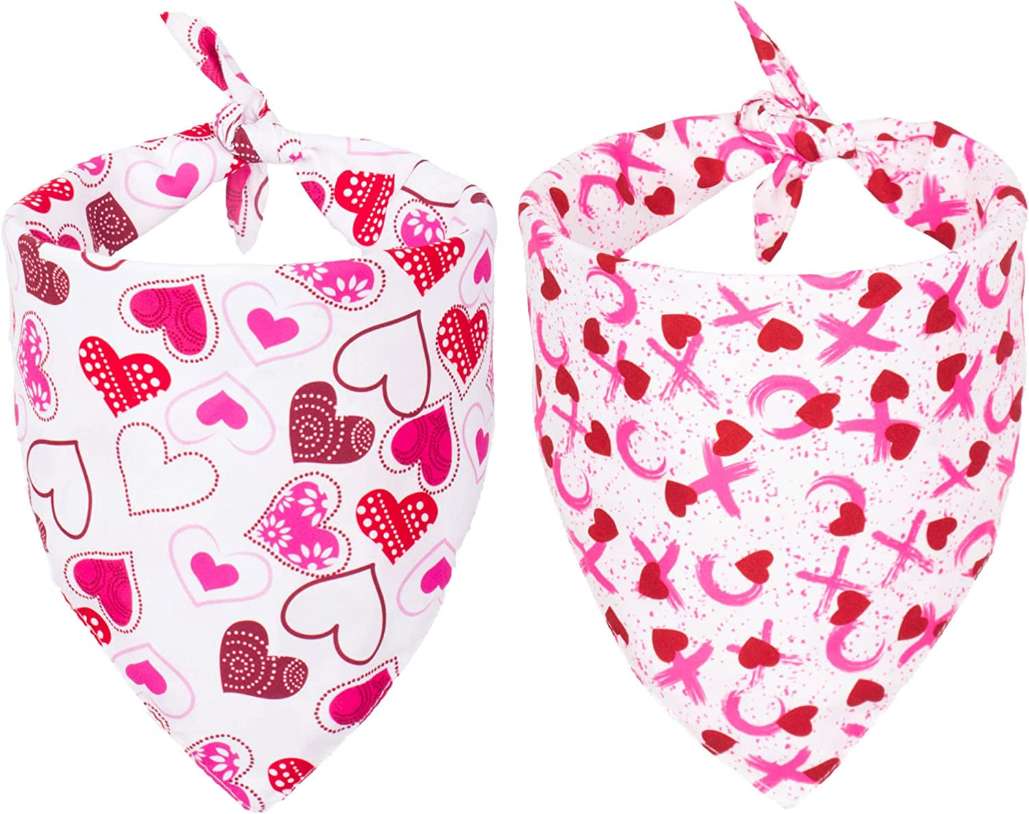 PTDECOR Valentine'S Day Dog Bandana Reversible Triangle Bibs Scarf for Small Medium Large Dogs (Black&Red) Animals & Pet Supplies > Pet Supplies > Dog Supplies > Dog Apparel PTDECOR White&Pink  