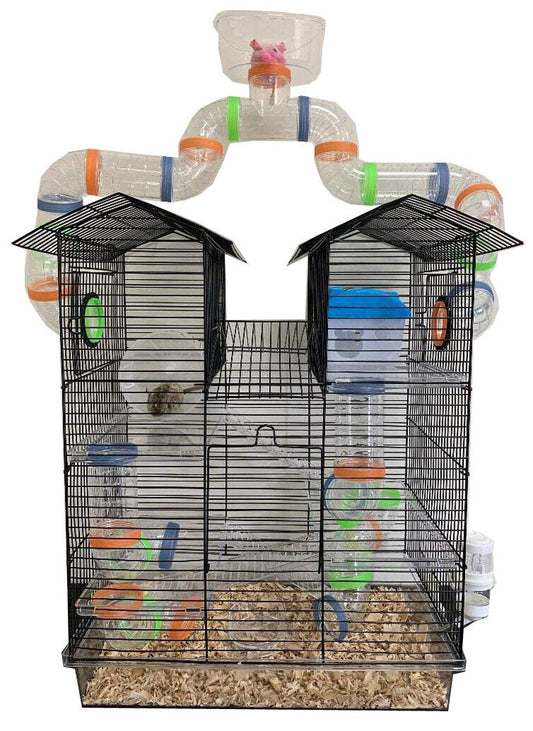 Mcage Large 5-Story Acrylic Clear Hamster Palace with Top Story Play Zone Mouse Habitat Home Small Animal Critter Cage Set of Accessories Crossover Tube Tunnel Rodent Gerbil Mice Animals & Pet Supplies > Pet Supplies > Small Animal Supplies > Small Animal Habitats & Cages Mcage   
