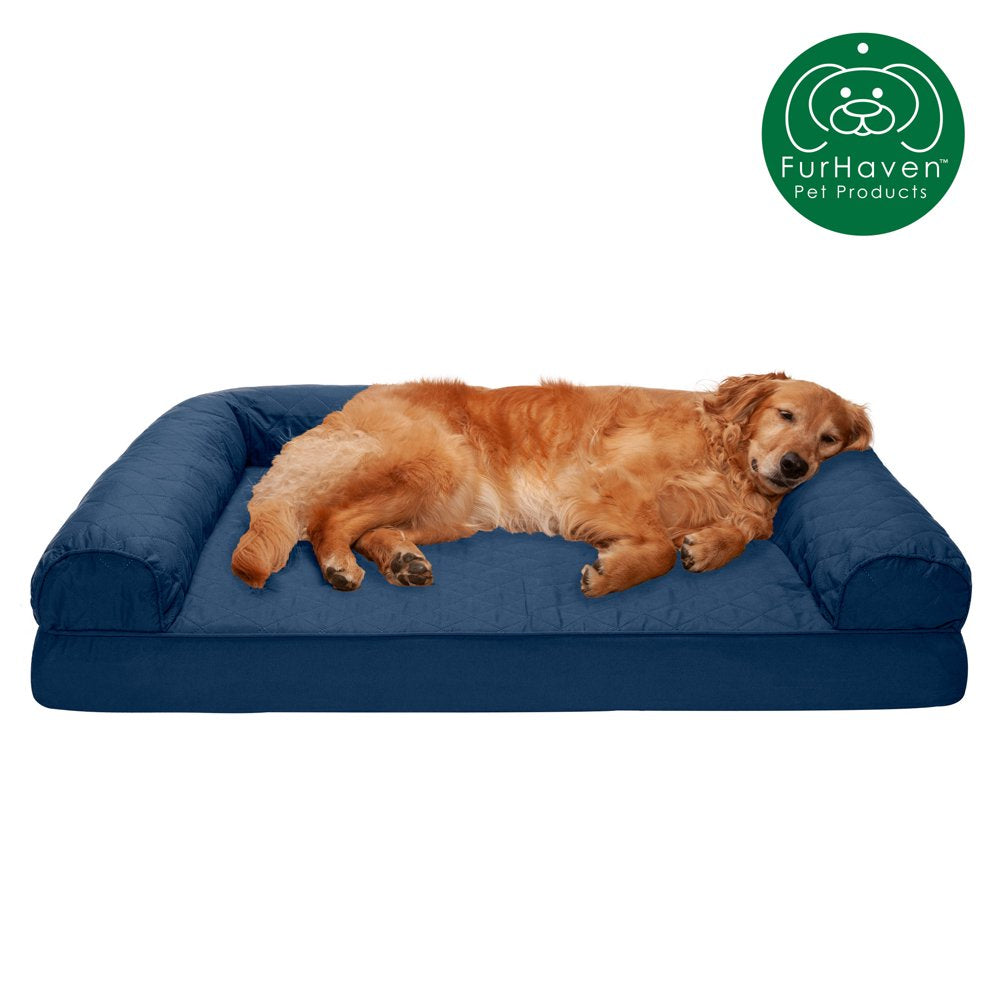 Furhaven Pet Products | Full Support Orthopedic Quilted Sofa-Style Couch Bed for Dogs & Cats, Silver Gray, Medium Animals & Pet Supplies > Pet Supplies > Cat Supplies > Cat Beds FurHaven Pet Jumbo Navy 