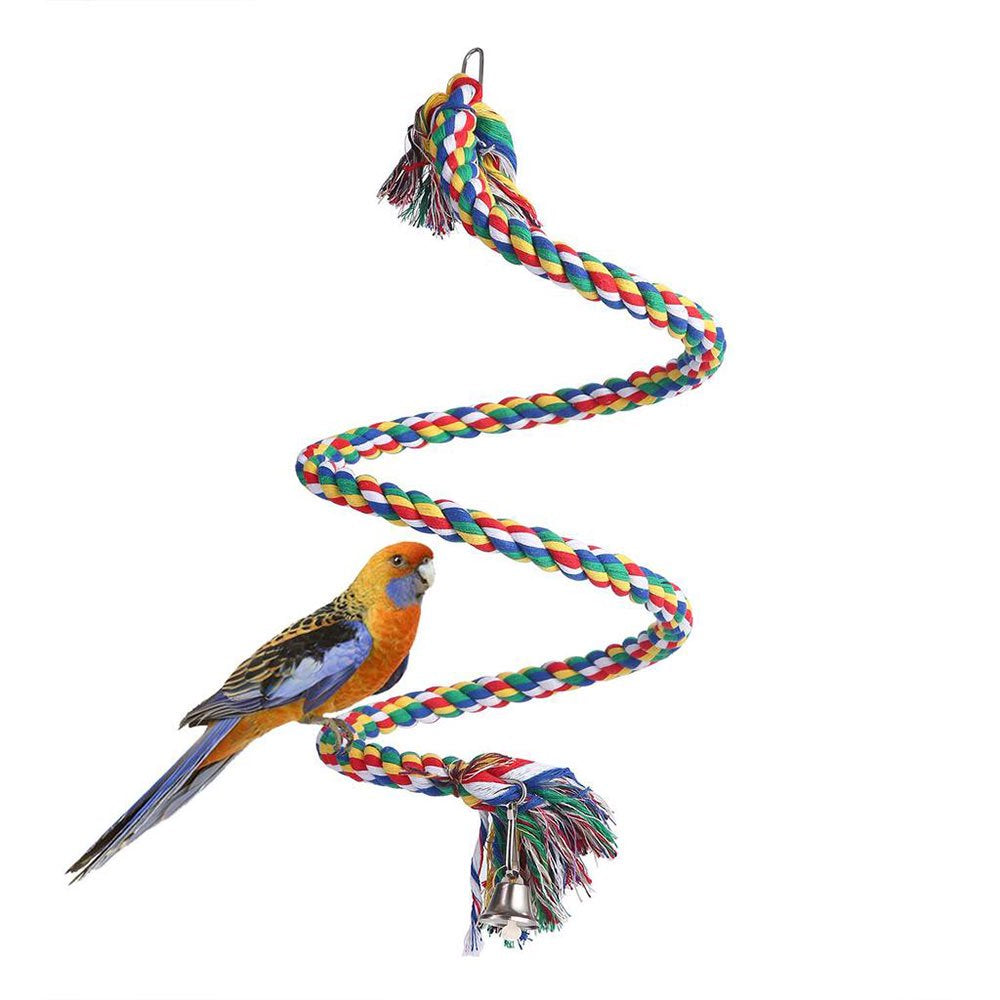 Parrot Rope Toy with Bell Braided Parrot Chew Rope Bird Cage Cockatiel Toy Pet Bird Training Accessories Pet Plaything Supplies Animals & Pet Supplies > Pet Supplies > Bird Supplies > Bird Cage Accessories FebMiss   