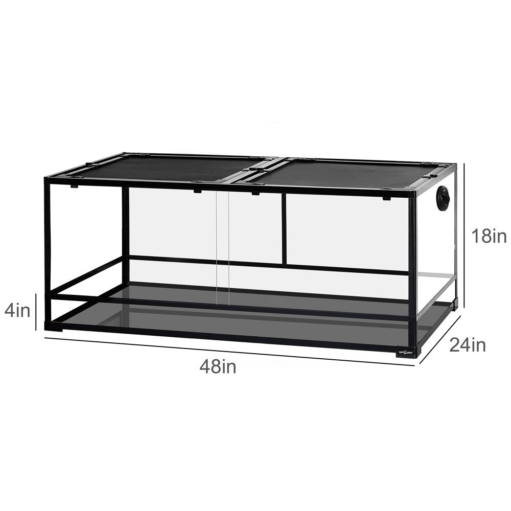 REPTI ZOO 90Gallon Reptile Large Terrarium Upgrade Glass Front Opening Tank Sliding Door with Screen Ventilation Reptile Terrarium about 48" X 24" X 18"(Knock-Down) Animals & Pet Supplies > Pet Supplies > Small Animal Supplies > Small Animal Habitat Accessories Etan Pet Supplies INC.   