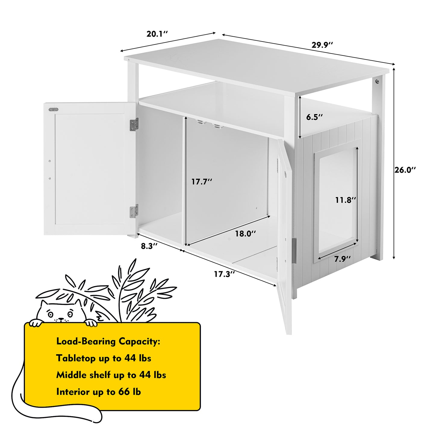 Cat Litter Box Furniture Hidden, Large Cat Litter Box Enclosure Side Table with Tabletop,White Animals & Pet Supplies > Pet Supplies > Cat Supplies > Cat Furniture LOVIN&HUGIN   