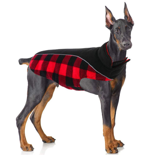 Qbleev Reversible Dog Winter Coat Cold Weather Jacket for Large Medium Dogs，Windproof Waterproof British Plaid Warm Dog Vest Clothes，Pet Cozy Fleece Apparel for Samoyed Golden Retriver Husky Labrador Animals & Pet Supplies > Pet Supplies > Dog Supplies > Dog Apparel QBLEEV XL  