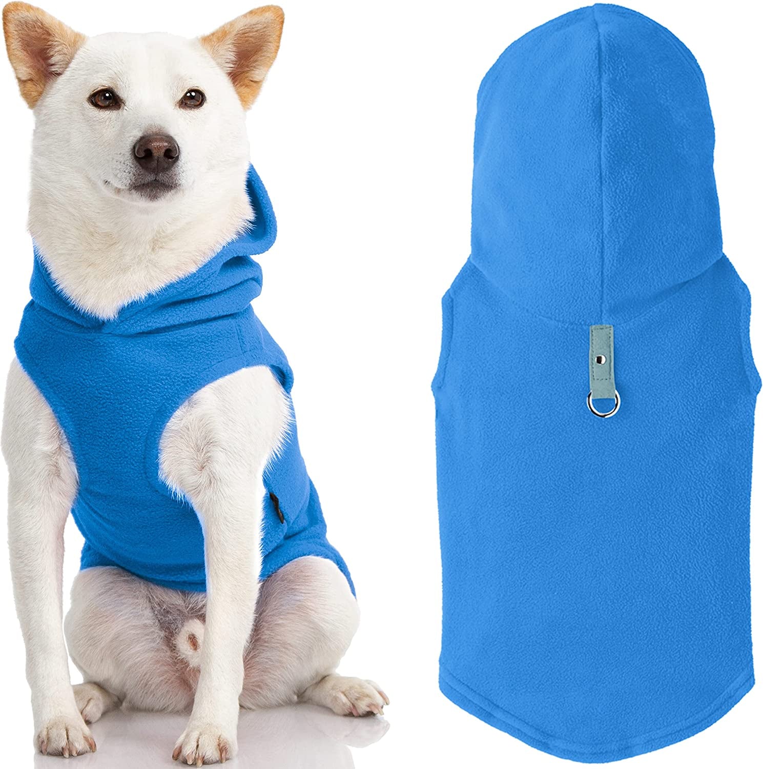 Gooby Fleece Vest Hoodie Dog Sweater - Pink, Medium - Warm Pullover Dog Hoodie with O-Ring Leash - Winter Hooded Small Dog Sweater - Dog Clothes for Small Dogs Boy or Girl, and Medium Dogs Animals & Pet Supplies > Pet Supplies > Dog Supplies > Dog Apparel Inafiction USA, Inc. dba Gooby Pet Fashion Blue 1 Large (Pack of 1)