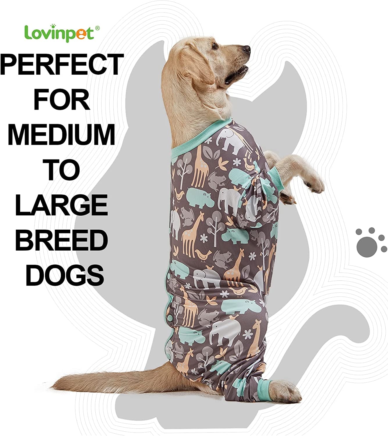 Lovinpet Large Dog Clothes, Hippos Zoo Cozy Dog Pajamas, Slim Fit, Lig –  KOL PET