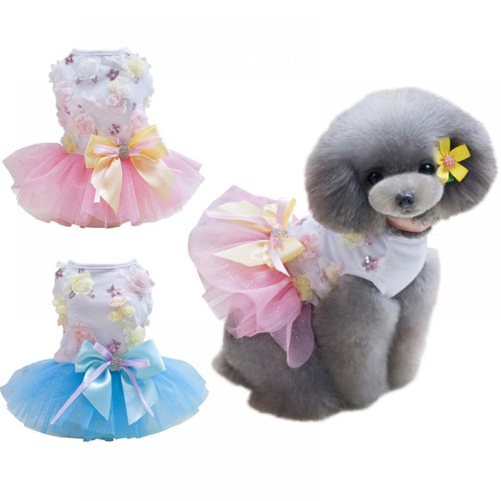 FYCONE Dog Dress, 2Pcs Spring Summer Dresses Apparel Clothes, Shirts Vest Skirt Dresses for Small Pet Dogs Cats Puppy in Wedding Holiday Animals & Pet Supplies > Pet Supplies > Dog Supplies > Dog Apparel FYCONE XL A 