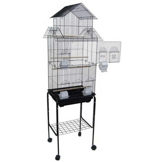 6844-4814BLK Pagoda Top Small Bird Cage with Stand in Black Animals & Pet Supplies > Pet Supplies > Bird Supplies > Bird Cages & Stands Peticare   