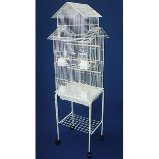 6844-4814WHT Pagoda Top Small Bird Cage with Stand in White