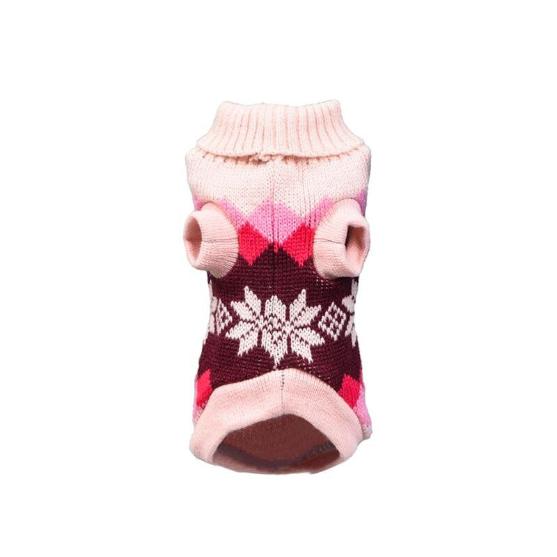 Dog Woolen Christmas Sweater Winter Warm Small Pet Apparel Mini Putty Cute Printed High Collar Shirt Soft Jacket Knitted Crochet Wool Elastic Coat Sweatshirt Xmas Doggy Animals & Pet Supplies > Pet Supplies > Dog Supplies > Dog Apparel OCHINE 2XL Pink 
