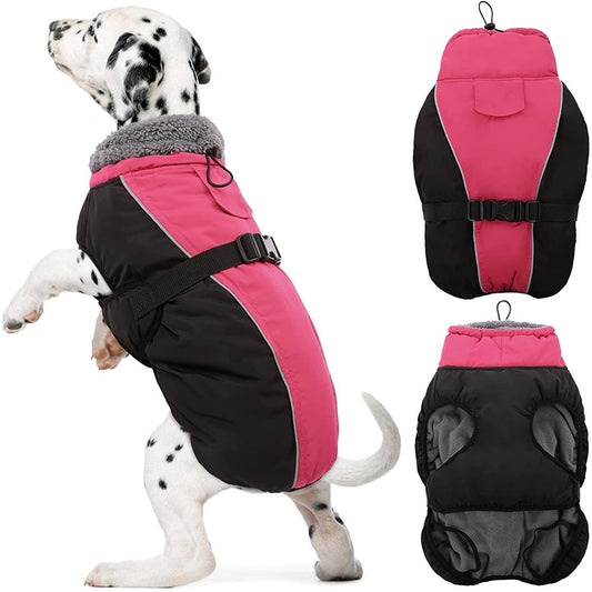 PUMYPOREITY Winter Warm Dog Coat Windproof Cozy Dog Jacket Cold Weather Thick Fleece Vest Water Repellent Apparel with Harness/Leash Hole & Reflective for Outdoor Small Medium Large Dogs Animals & Pet Supplies > Pet Supplies > Dog Supplies > Dog Apparel PUMYPOREITY XXL  