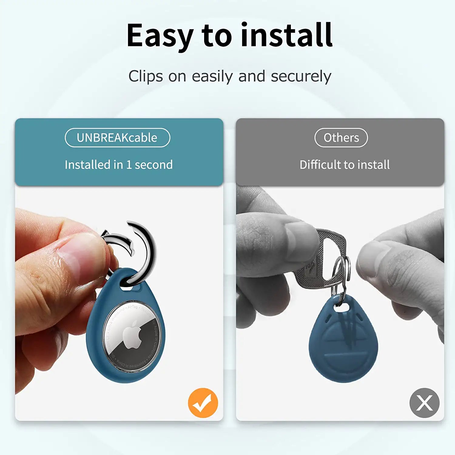 Unbreakcable 4-Pack Airtag Case with Keychain [Lock Design][Lightweight][ Scratch Protection], Secure Holder Protective Case for Keys, Bags, Luggage, and Pet Collar (Brown&Blue) Electronics > GPS Accessories > GPS Cases UNBREAKcable   