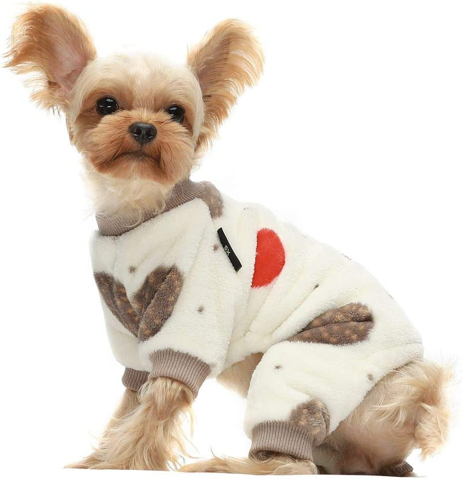 Fitwarm Glasses Reindeer Dog Christmas Outfit Holiday Dog Pajamas Thick Velvet Doggie Coat Puppy Winter Sweater Doggy Soft PJS Pet Cold Weather Clothes Cat Jumpsuits Black Large Animals & Pet Supplies > Pet Supplies > Dog Supplies > Dog Apparel Fitwarm Cream White XL 