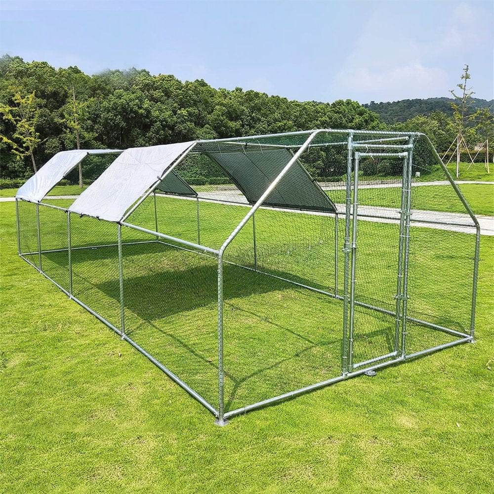 Aukfa Chicken Coop- 25 FT Large Outdoor Chicken Run- Heavy Duty Metal Frame- Flat Roofed Animals & Pet Supplies > Pet Supplies > Dog Supplies > Dog Kennels & Runs AUKFA 25'  