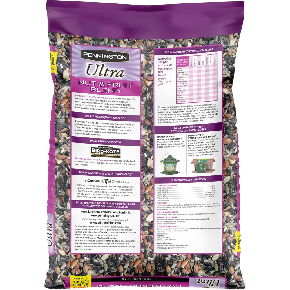 Pennington Ultra Fruit & Nut Blend, Wild Bird Seed and Feed, 12 Lb. Animals & Pet Supplies > Pet Supplies > Bird Supplies > Bird Food CENTRAL GARDEN & PET COMPANY   