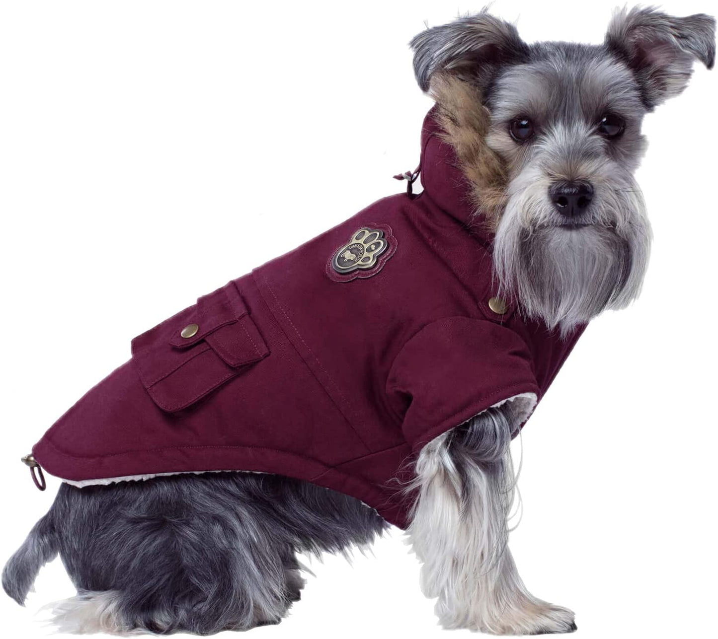 Canada Pooch Winter Dog Coat Water-Resistant Insulated Dog Jacket Faux-Fur Trim Dog Parka Coat for Dogs - Army Green, Size 12 Animals & Pet Supplies > Pet Supplies > Dog Supplies > Dog Apparel Canada Pooch Maroon 16 