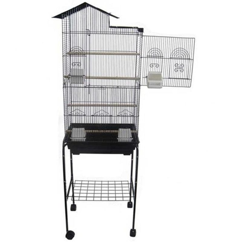 6894-4814BLK Villa Top Small Bird Cage with Stand in Black Animals & Pet Supplies > Pet Supplies > Bird Supplies > Bird Cages & Stands Peticare   