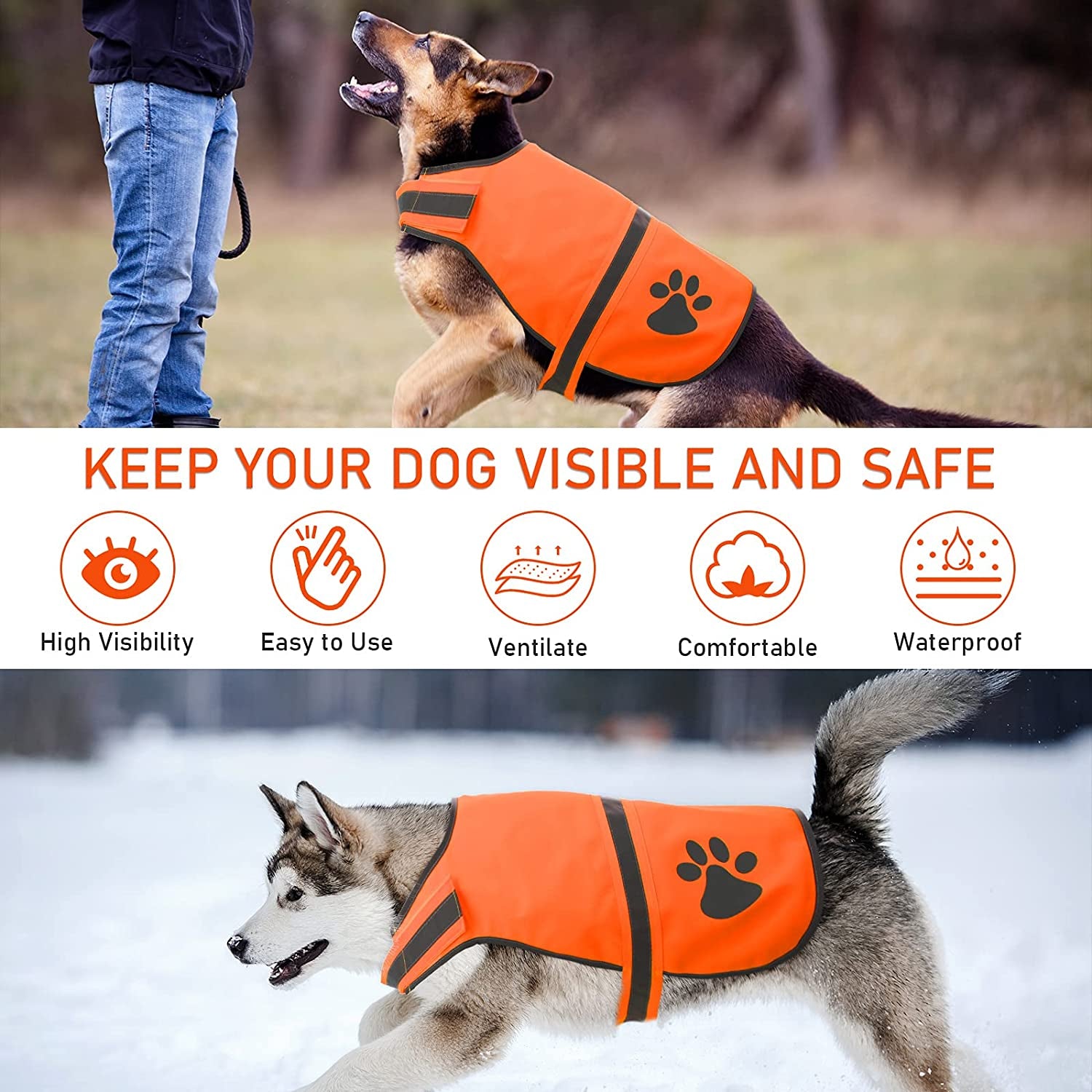 Geyoga 2 Pieces Dog Reflective Vest Adjustable Dog Safety Vest PET Dog High Visibility Dog Hunting Vest Dog Jacket Apparel for Outdoor Activities Walking Hunting (Orange) Animals & Pet Supplies > Pet Supplies > Dog Supplies > Dog Apparel Geyoga   