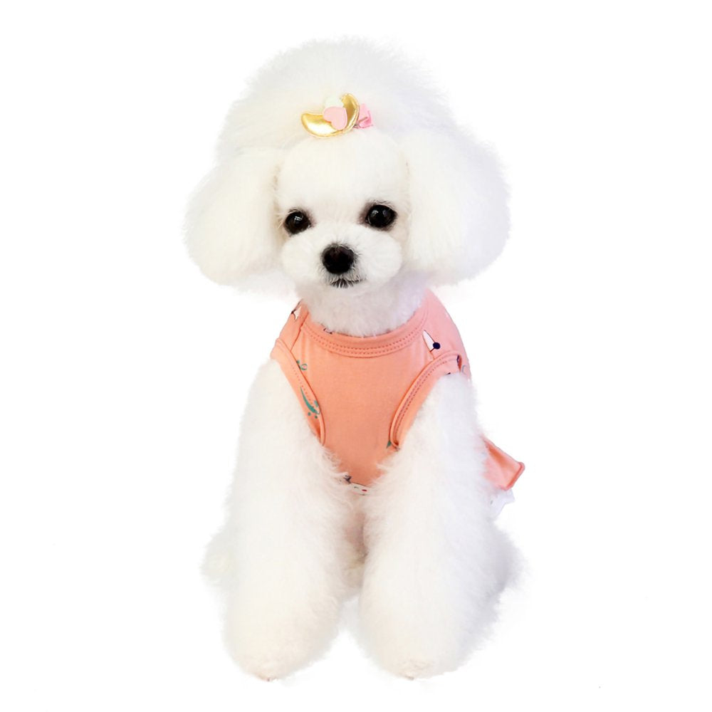 D-GROEE Dog Dress Skirt Puppy Summer Cartoon Print Dress Pet Princess Summer Apparel Clothes for Small Dogs Cats Animals & Pet Supplies > Pet Supplies > Cat Supplies > Cat Apparel D-GROEE   